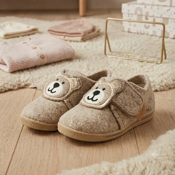Baby Hausschuhe Bär - Rutschfest