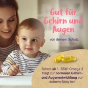DHA trägt zur normalen Entwicklung von Gehirn und Augen des Fetus sowie des gestillten Kindes bei.
