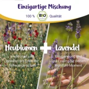 Mit 95 % Bio-Heublumen und 5 % Bio-Lavendel.