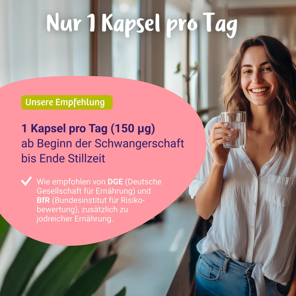 150 µg natürliches Jod pro Kapsel.