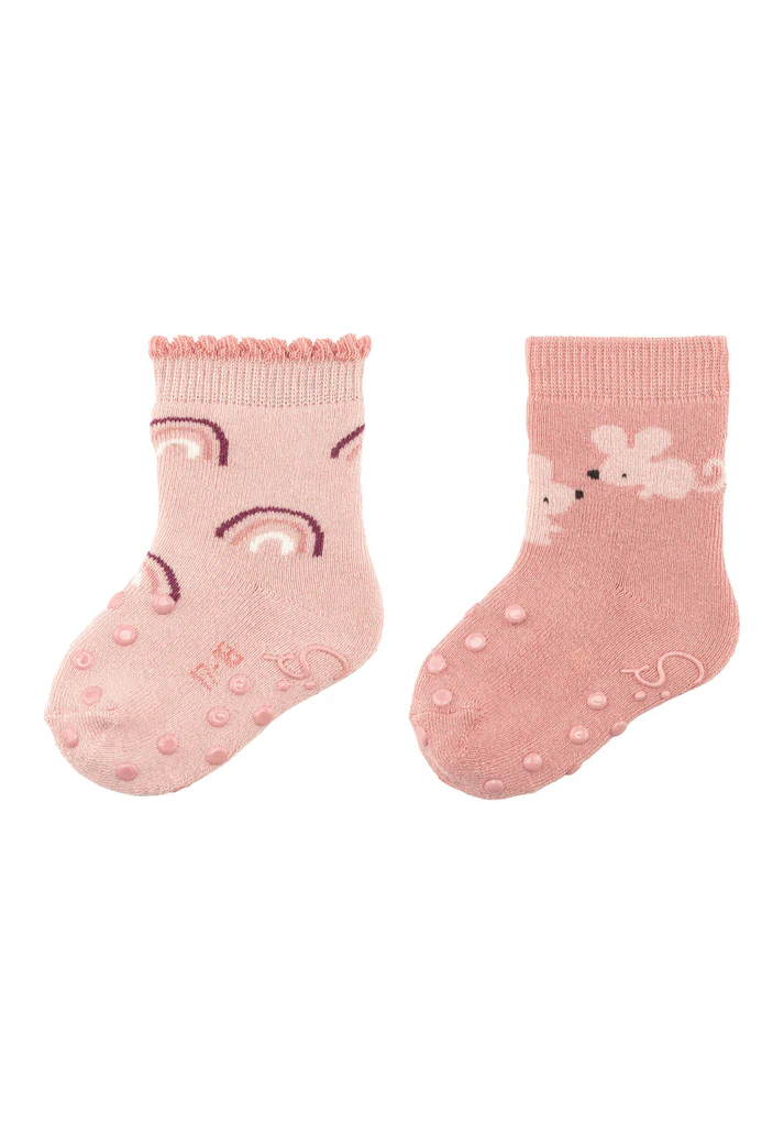 ABS Krabbelsocken Doppelpack | Rutschfeste Babysocken mit Innenfrottee