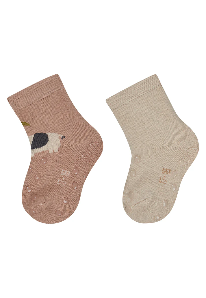 ABS Krabbelsocken Doppelpack | Rutschfeste Babysocken mit Innenfrottee