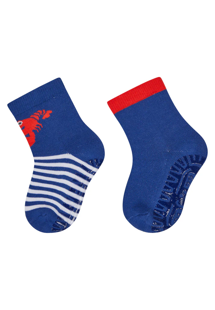 ABS Krabbelsocken Doppelpack | Rutschfeste Babysocken mit Innenfrottee
