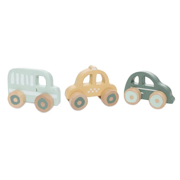 Jollein - Wooden Cars Set - 3 Pieces | On the Go FSC wood toys for kids