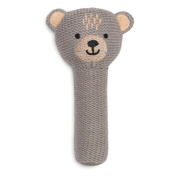 Jollein - Rattle Bear Knitted - Baby rattle with bells for newborns