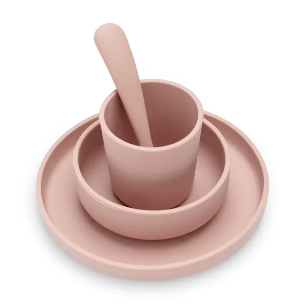 JOLLELEIN - Children's Harness Set 4-Piece Silicone - Plate, Mug, Bowl & Spoon