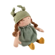 sigikid Stoffpuppe Brenda Bilipup für Kinder in Grün mit Zipfelmütze und Musselinkleid