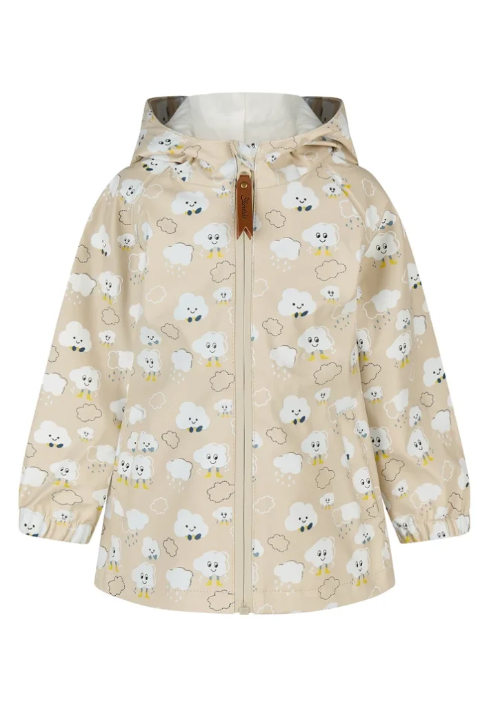 Sterntaler Kinder Regenjacke Wolken ungefüttert in Beige mit Farbwechsel-Effekt