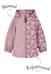 Gefütterte Kinder Regenjacke mit reflektierenden Blumen und abnehmbarer Kapuze