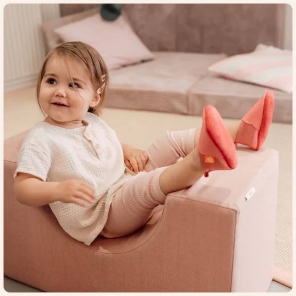 Orangenkinder SOFT Hausschuhe Elastie aus Naturleder in Pink,