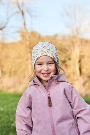 Gefütterte Kinder Regenjacke mit reflektierenden Blumen und abnehmbarer Kapuze