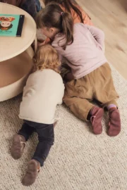 Orangenkinder SOFT Hausschuhe Klassik aus Naturleder in Dunkelblau, Lila und Beige