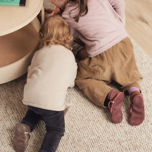Orangenkinder SOFT Hausschuhe Klassik aus Naturleder in Dunkelblau, Lila und Beige