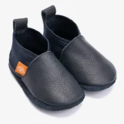 Orangenkinder SOFT Hausschuhe Elastie aus Naturleder in Dunkelblau