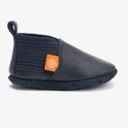 Orangenkinder SOFT Hausschuhe Elastie aus Naturleder in Dunkelblau