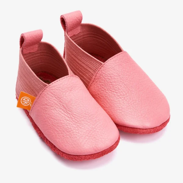 Orangenkinder SOFT Hausschuhe Elastie aus Naturleder in Pink