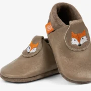 Orangenkinder SOFT Hausschuhe Poppies Fränzchen der Fuchs der Fuchs Lederhausschuhe mit gesticktem Fuchsmotiv