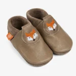 Orangenkinder SOFT Hausschuhe Poppies Fränzchen der Fuchs der Fuchs Lederhausschuhe mit gesticktem Fuchsmotiv