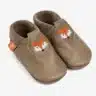 Orangenkinder SOFT Hausschuhe Poppies Fränzchen der Fuchs der Fuchs Lederhausschuhe mit gesticktem Fuchsmotiv
