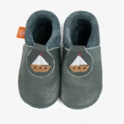 Orangenkinder SOFT Hausschuhe Poppies Skippy das Schiffchen Lederhausschuhe mit gesticktem Schiffsmotiv