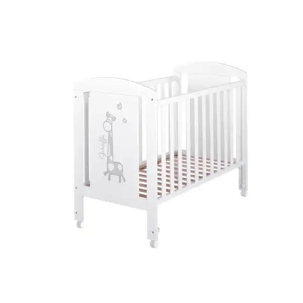Babybett Sabana 120 × 60 cm in Weiß mit Giraffenmotiv
