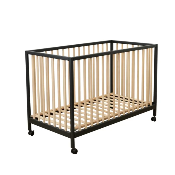 Babybett Mountain 120 × 60 cm in Anthrazit und Natur