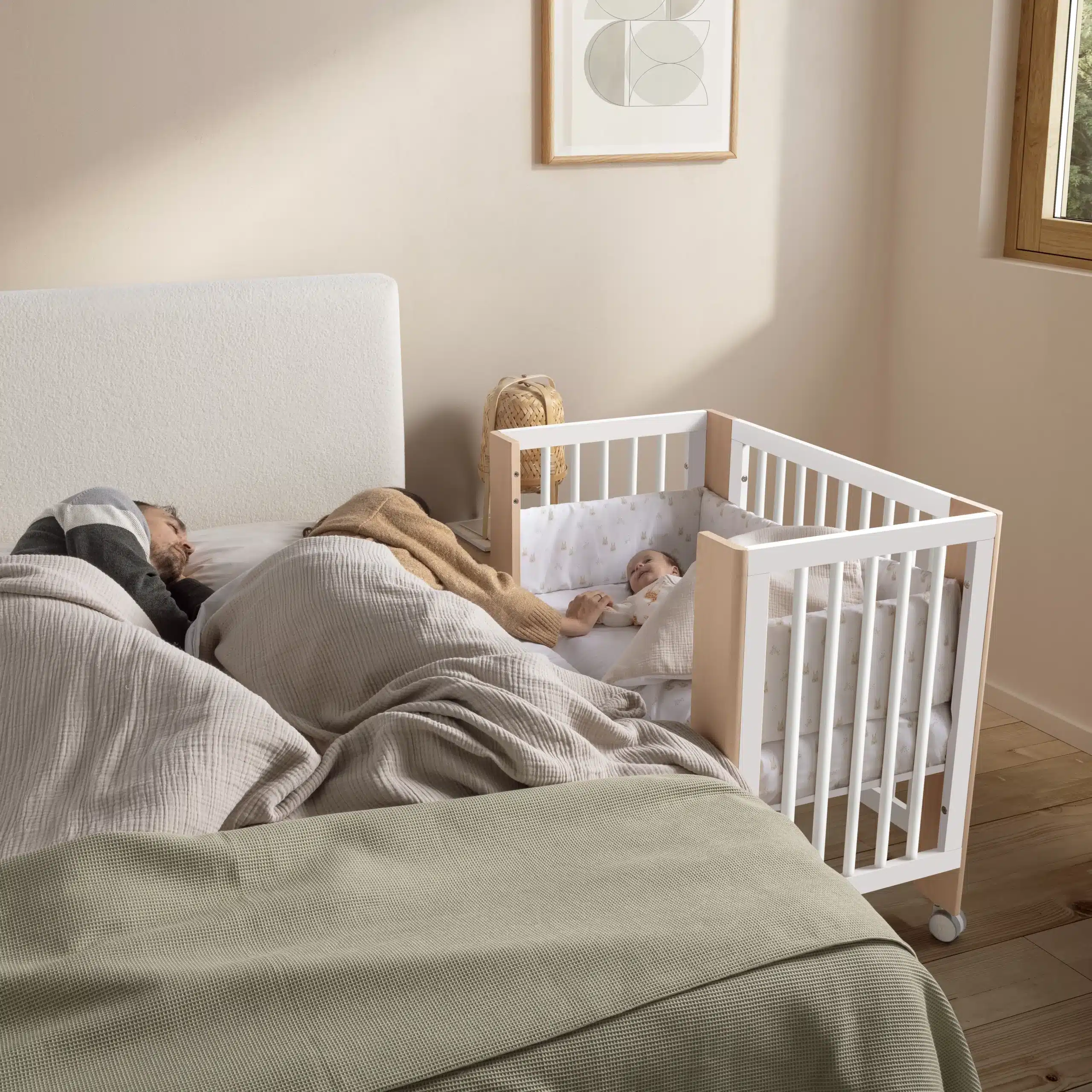 Mini Converbaby Beistellbett Weiß/Natur