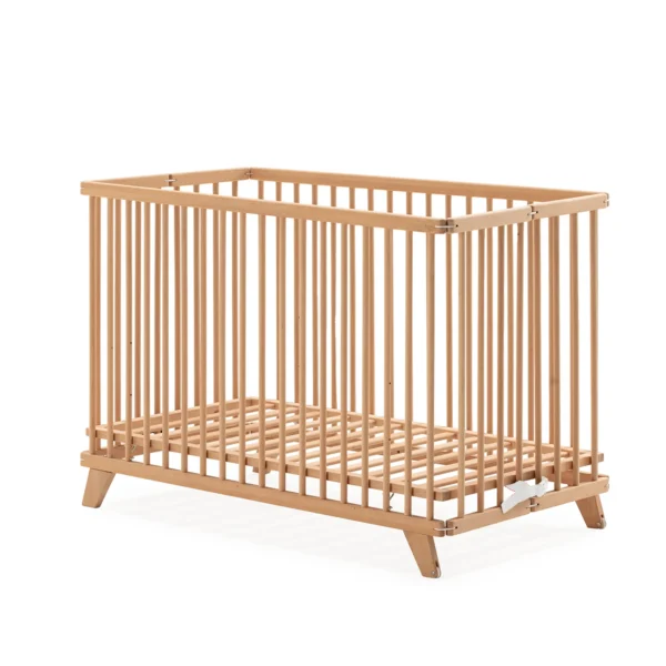 Klappbares Babybett Simona 120 × 60 cm aus Buchenholz in Natur