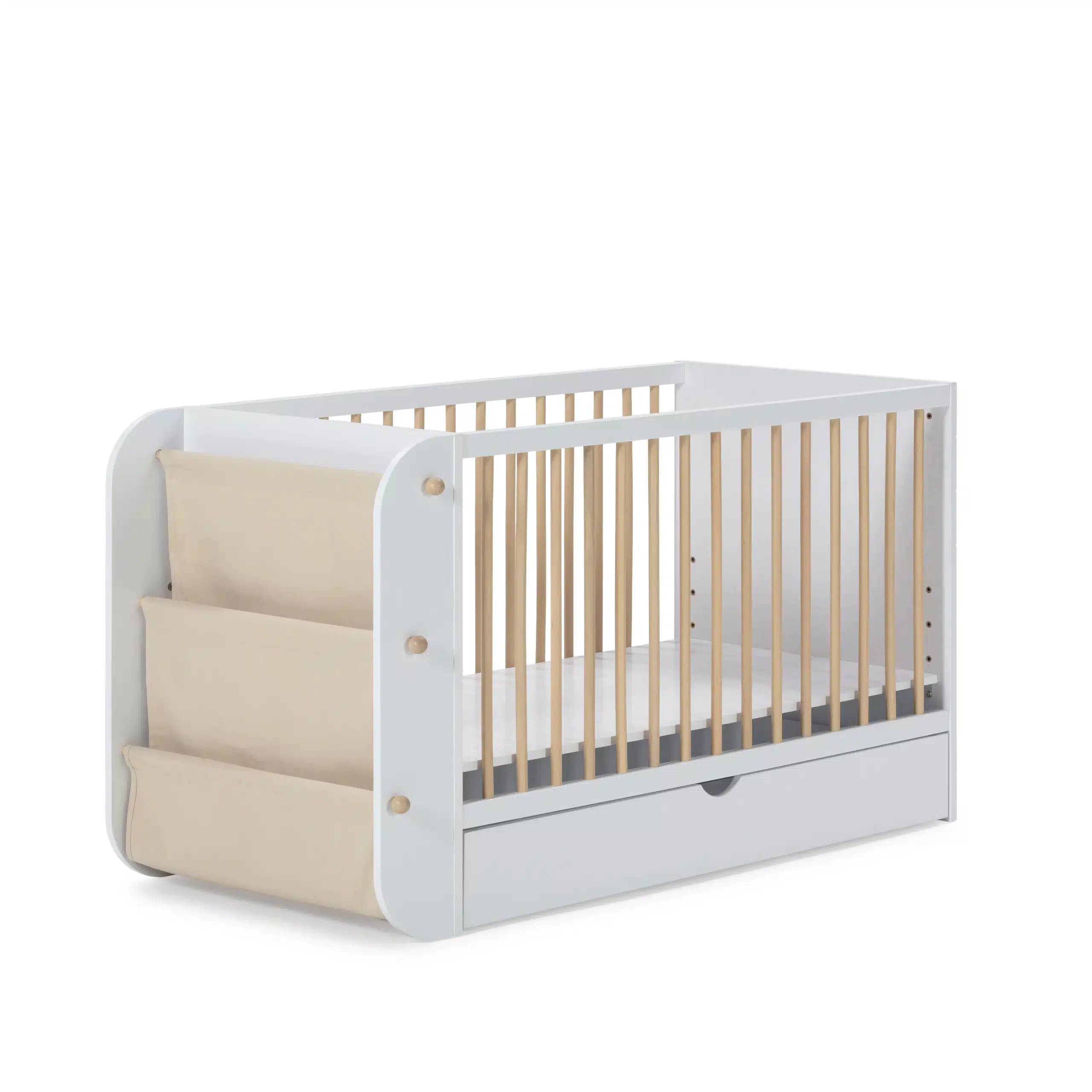 MICUNA Babybett Salonica 120 x 60 cm Weiß/natur
