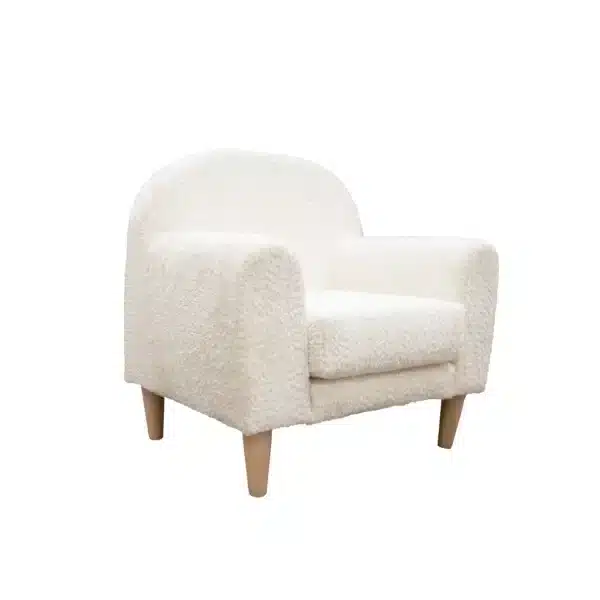 Kindersofa Mini mit Holzfüßen – Pecora Weiß