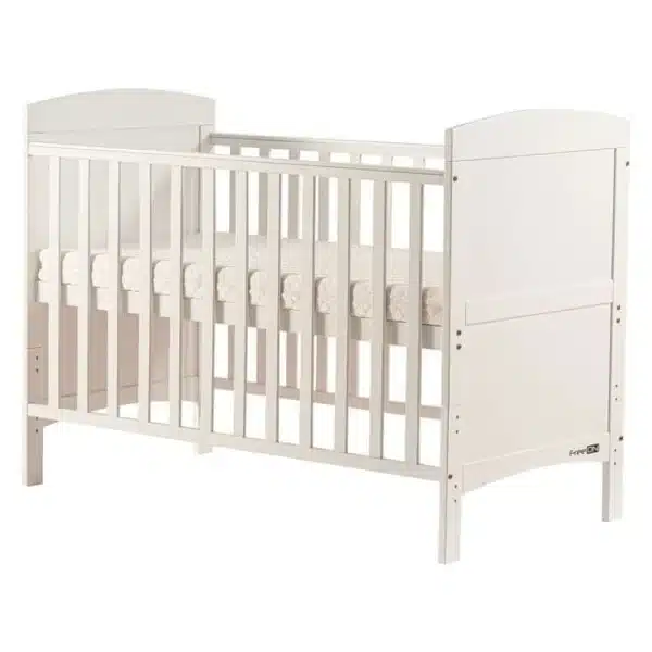 Babybett Lory in Weiß für Matratzen mit 120 × 60 cm.